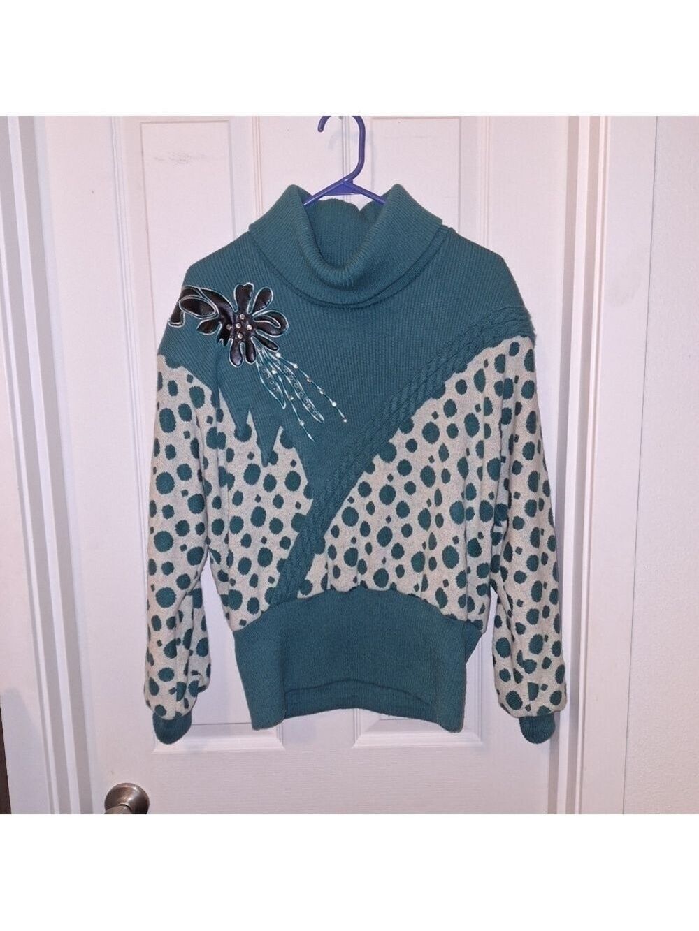 Vintage Green Turtleneck Sweater Large